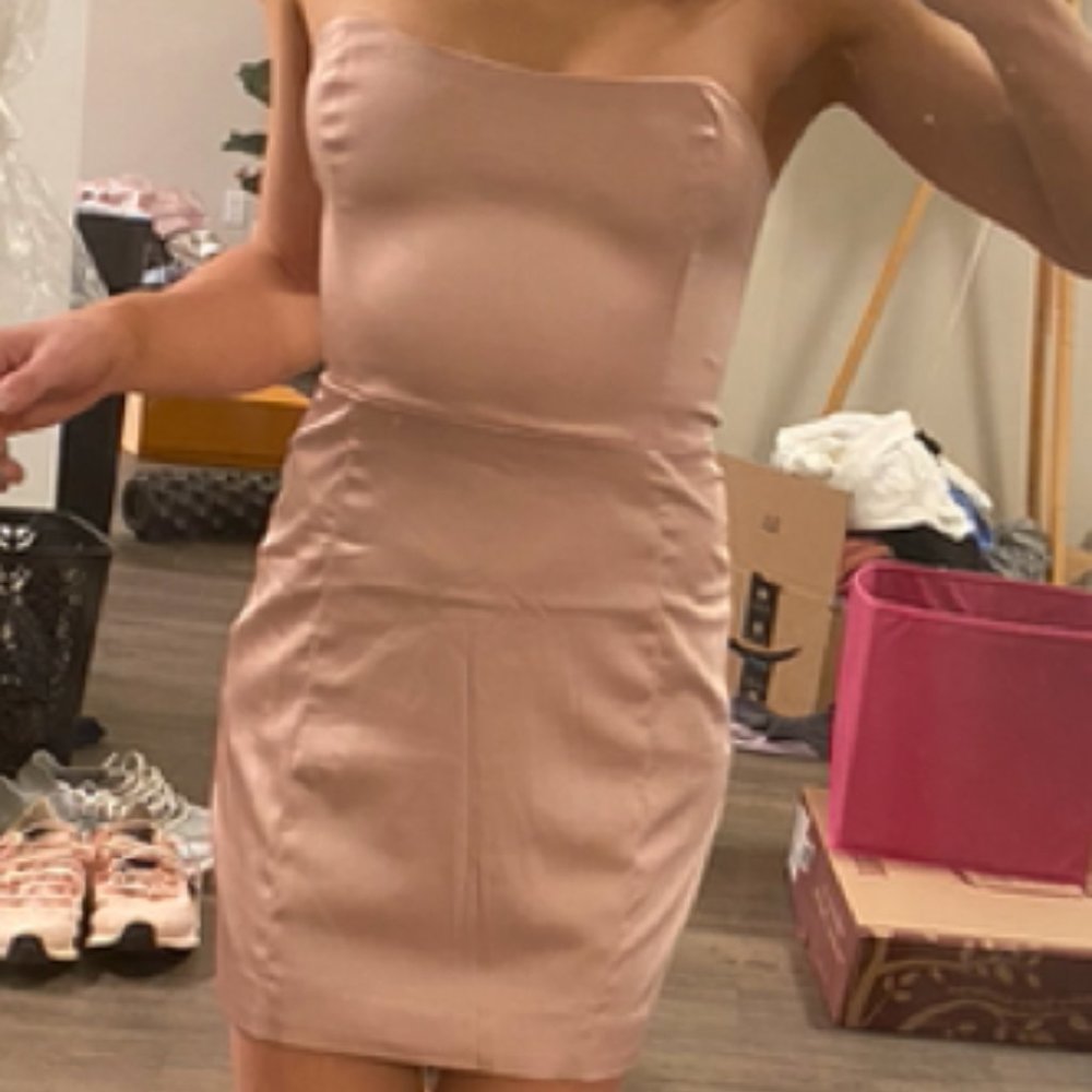BNWT Meshki Kalita Strapless Satin Mini Dress - S